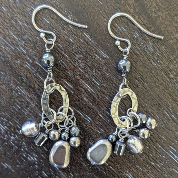 Silpada Sterling Silver + Hematite Earrings - Picture 3 of 8